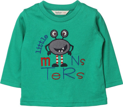 

Beebay Boys Embroidered T Shirt(Green, Pack of 1)