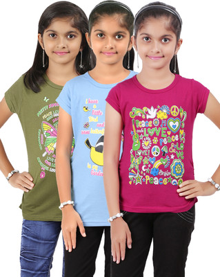 Bes-Tex Girls Printed T Shirt(Multicolor) Bes-Tex Girls Printed T Shirt(Multicolor)