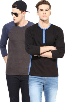 

Yellow Submarine Solid Men's Round Neck Black, Grey T-Shirt(Pack of 2), Black/charcoal