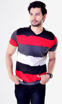 

Avoir Envie Printed Men's V-neck Red T-Shirt