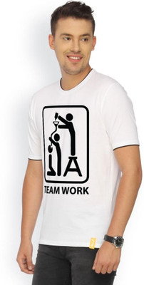 

Campus Sutra Printed Men Round Neck White T-Shirt