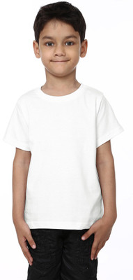 

99Tshirts Boys Solid Cotton T Shirt(White, Pack of 1)