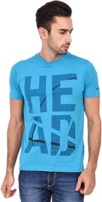 

Head Self Design Men's Round Neck Blue T-Shirt