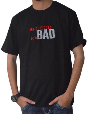 

Art-Tickles Embroidered Men's Round Neck Black T-Shirt