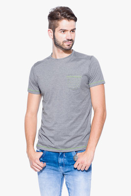 

Mufti Solid Men's Round Neck Grey T-Shirt