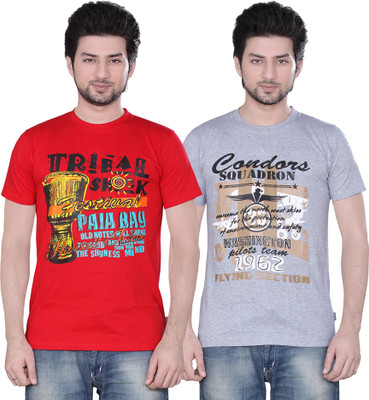 

Zebu Printed Men' Round Neck Multicolor T-Shirt(Pack of 2