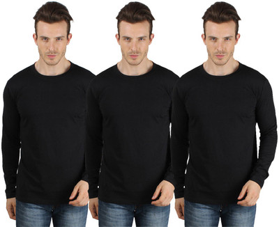 

SayItLoud Solid Men's Round Neck Black T-Shirt(Pack of 3