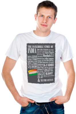 

6th Cross Graphic Print Men's Round Neck White T-Shirt