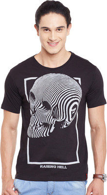 PUNK Printed Men Round Neck Black T-Shirt
