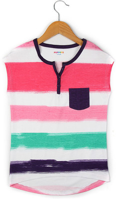 

Poppers by Pantaloons Girls Striped T Shirt(Purple