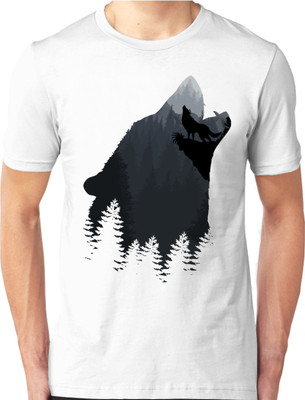 Foscous Printed Men's Round Neck White T-Shirt