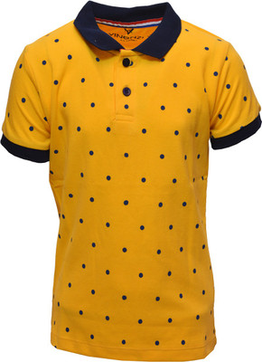 

Vinenzia Boys Polka Print Cotton T Shirt(Yellow, Pack of 1