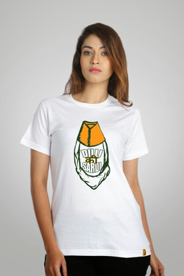 

Campus Sutra Printed Women's Round Neck White T-Shirt