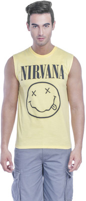 

Nirvana Printed Men' Round Neck Yellow T-Shirt, Lemon drop