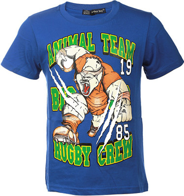 

Lumber Boy Boys Solid, Printed Cotton T Shirt(Dark Blue, Pack of 1, Blue lagoon