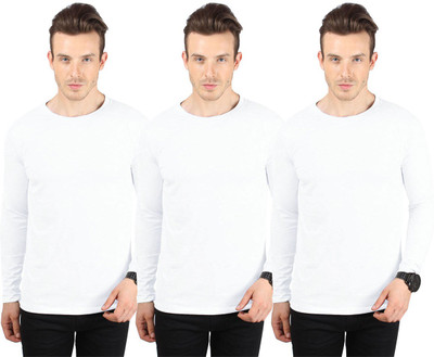 

SayItLoud Solid Men' Round Neck White T-Shirt(Pack of 3