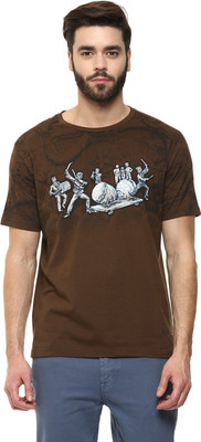 

Fritzberg Printed Men's Round Neck Brown T-Shirt, Mocha
