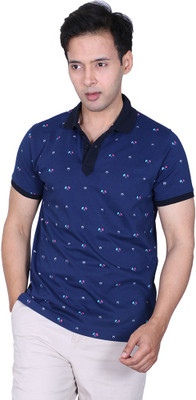 

Proline Printed Men's Flap Collar Neck Blue T-Shirt