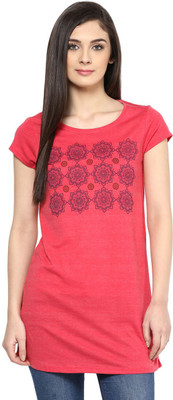 

Ajile by Pantaloons Graphic Print Women's Boat Neck Red T-Shirt, Red melange