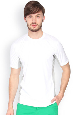 

Campus Sutra Solid Men Round Neck Denim White, Grey T-Shirt