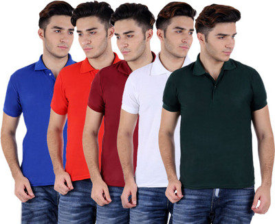 

Sanvi Traders Solid Men Polo Neck Multicolor T-Shirt(Pack of 5