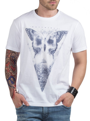

HotTribes Printed Men' Round Neck White T-Shirt, Black