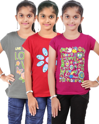 Bes-Tex Girls Printed T Shirt(Multicolor) Bes-Tex Girls Printed T Shirt(Multicolor)