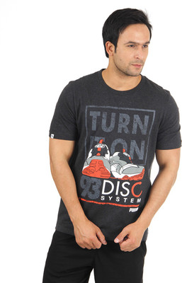 

Puma Graphic Print Men' Round Neck Grey T-Shirt, Dark gray heather