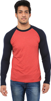 

Five Stones Solid Men's Round Neck Red T-Shirt, Red milange