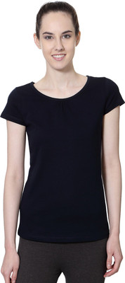 

Ajile by Pantaloons Solid Women's Round Neck Dark Blue T-Shirt, Navy