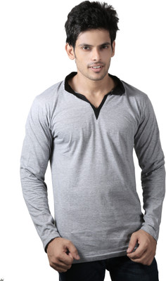 

Spur Self Design Men' Polo Neck Grey T-Shirt, Melange