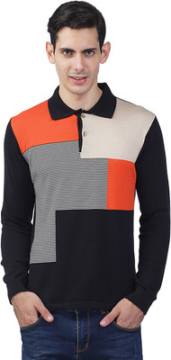 

Kalt Self Design Men Polo Neck Multicolor T-Shirt, Multi rust