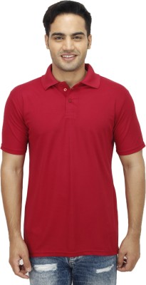 Sanvi Traders Solid Men Polo Neck Maroon T-Shirt