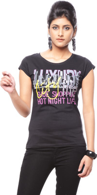 

Trendy Girlz Graphic Print Women's Round Neck Black T-Shirt, Jet black