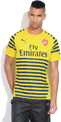 

Puma Striped Men's Fashion Neck Yellow T-Shirt, Estate blue;empire yellow