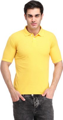 

BigIdea Solid Men's Polo Neck Yellow T-Shirt