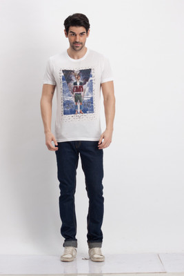 

Fritzberg Printed Men's Round Neck White T-Shirt, Noble white