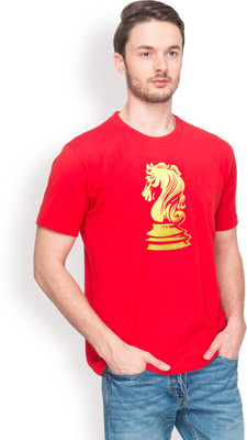 

Foyld Graphic Print Men's Round Neck Red, Gold T-Shirt
