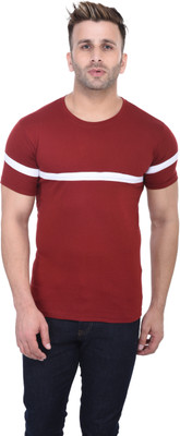 Bi Fashion Solid Men Round Neck Maroon T-Shirt