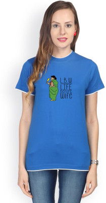 

Campus Sutra Solid Women' Round Neck Blue T-Shirt, Royal blue