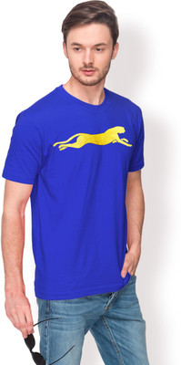 

Foyld Graphic Print Men's Round Neck Blue, Gold T-Shirt