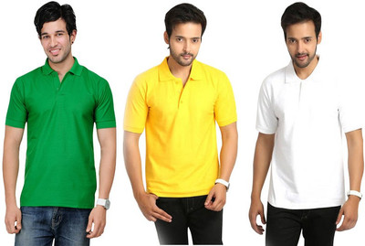

Keepsake Solid Men's Polo Neck Multicolor T-Shirt(Pack of 3), N white