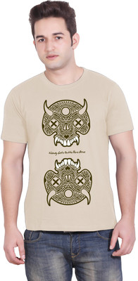 

Tantra Graphic Print Men's Round Neck Beige T-Shirt
