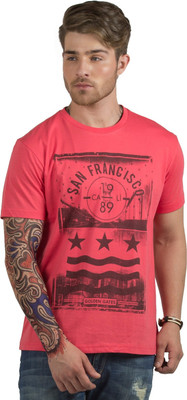 

HotTribes Printed Men's Round Neck Red T-Shirt, Coral