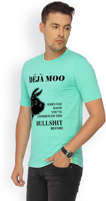 

Campus Sutra Printed Men Round Neck Green T-Shirt