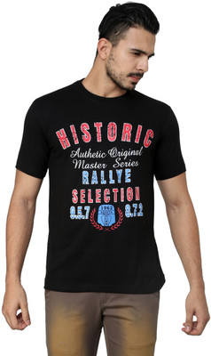 

Cotton County Premium Printed Men's Round Neck Black T-Shirt