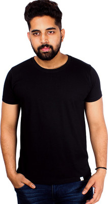 

Arcanumz Solid Men's Round Neck Black T-Shirt, Az-black