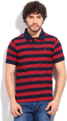 

Nautica Striped Men's Polo Neck Dark Blue, Red T-Shirt, 6nr