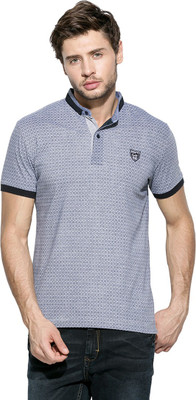 

Mufti Self Design Men's Mandarin Collar Grey T-Shirt, Grey melange
