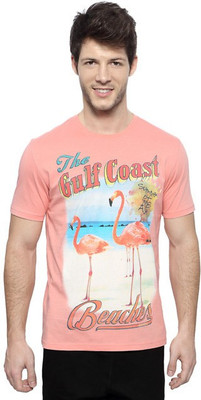 

Ajile by Pantaloons Printed Men' Round Neck Pink T-Shirt